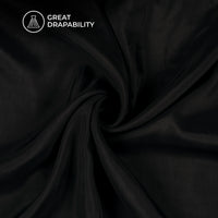 Black Plain Pure Habutai Silk Fabric