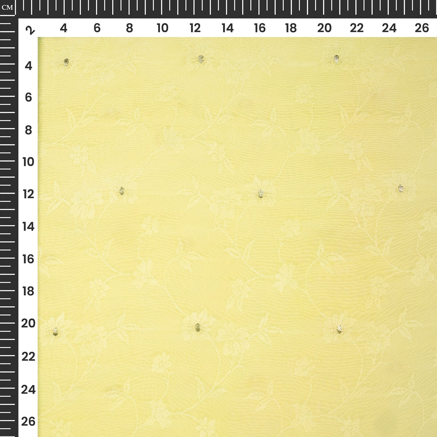 Plain Dark Cream  Golden Booti Floral Jacquard Work Bemberg Silk Fabric