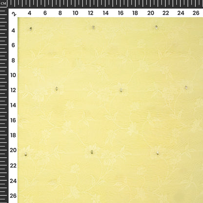 Plain Dark Cream  Golden Booti Floral Jacquard Work Bemberg Silk Fabric