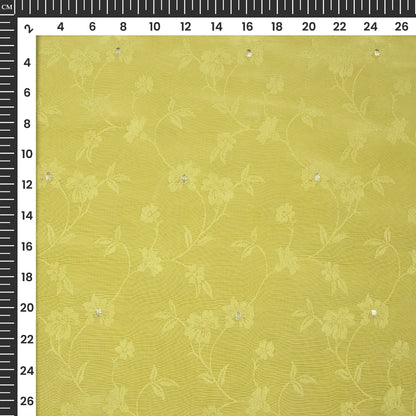 Plain Old Golden  Golden Booti Floral Jacquard Work Bemberg Silk Fabric