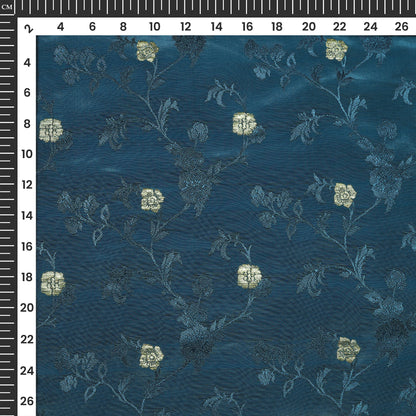 Plain Rama  Golden Booti Floral Jacquard Work Bemberg Silk Fabric