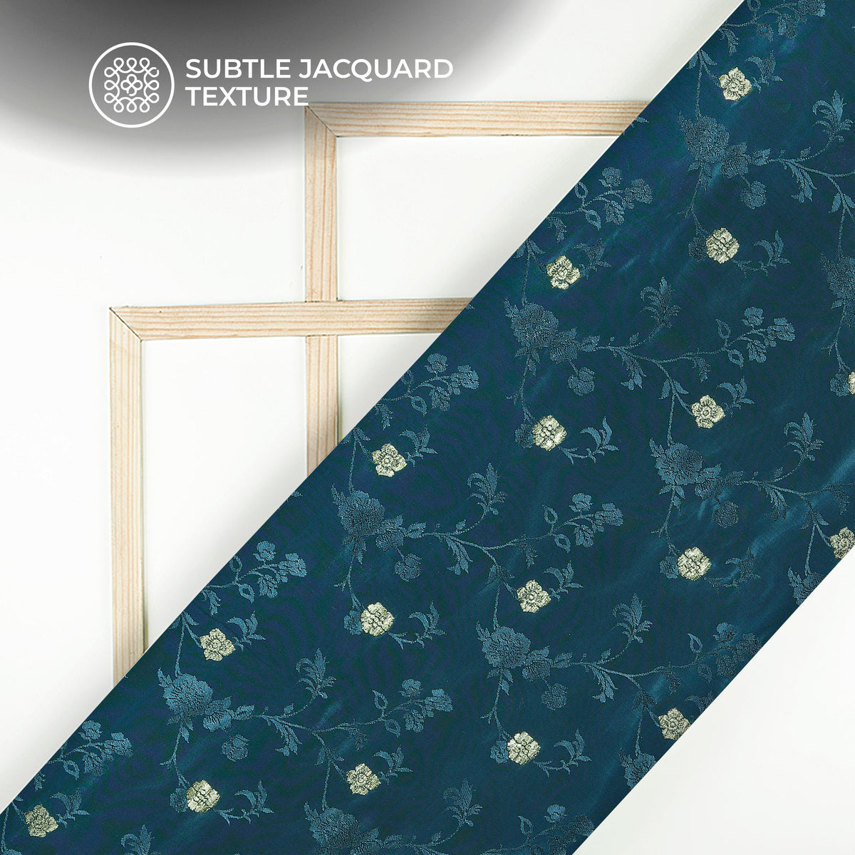 Plain Rama  Golden Booti Floral Jacquard Work Bemberg Silk Fabric