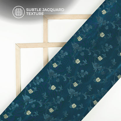 Plain Rama  Golden Booti Floral Jacquard Work Bemberg Silk Fabric