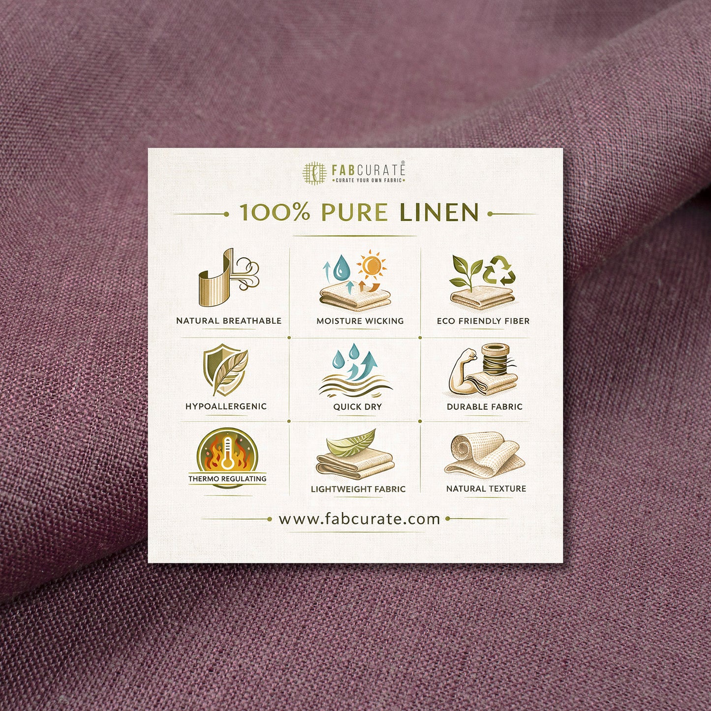 Plain Onion Purple 60 LEA Pure Linen Fabric (Width 58 Inches)