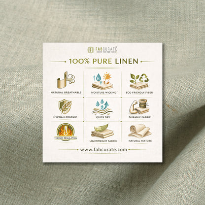 Plain Grey Beige 60 LEA Pure Linen Fabric (Width 58 Inches)