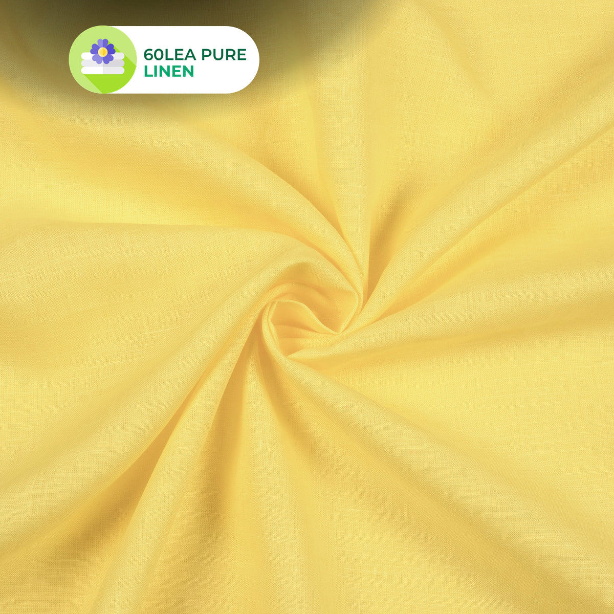 Plain Yellow 60 LEA Pure Linen Fabric (Width 58 Inches)