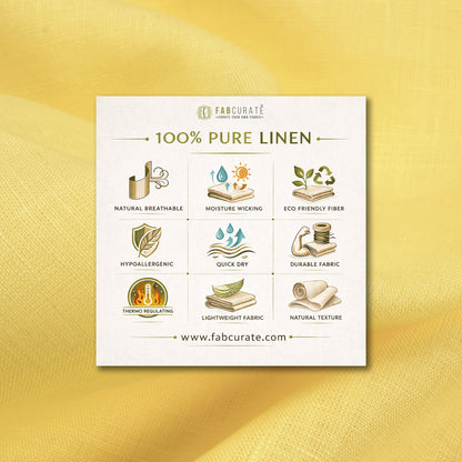 Plain Yellow 60 LEA Pure Linen Fabric (Width 58 Inches)