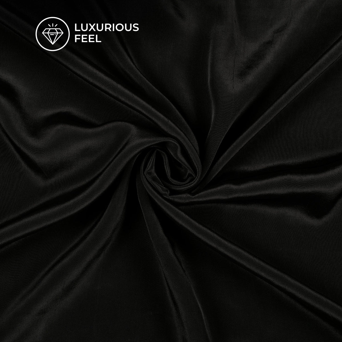 Black Plain Pure Natural Crepe Fabric