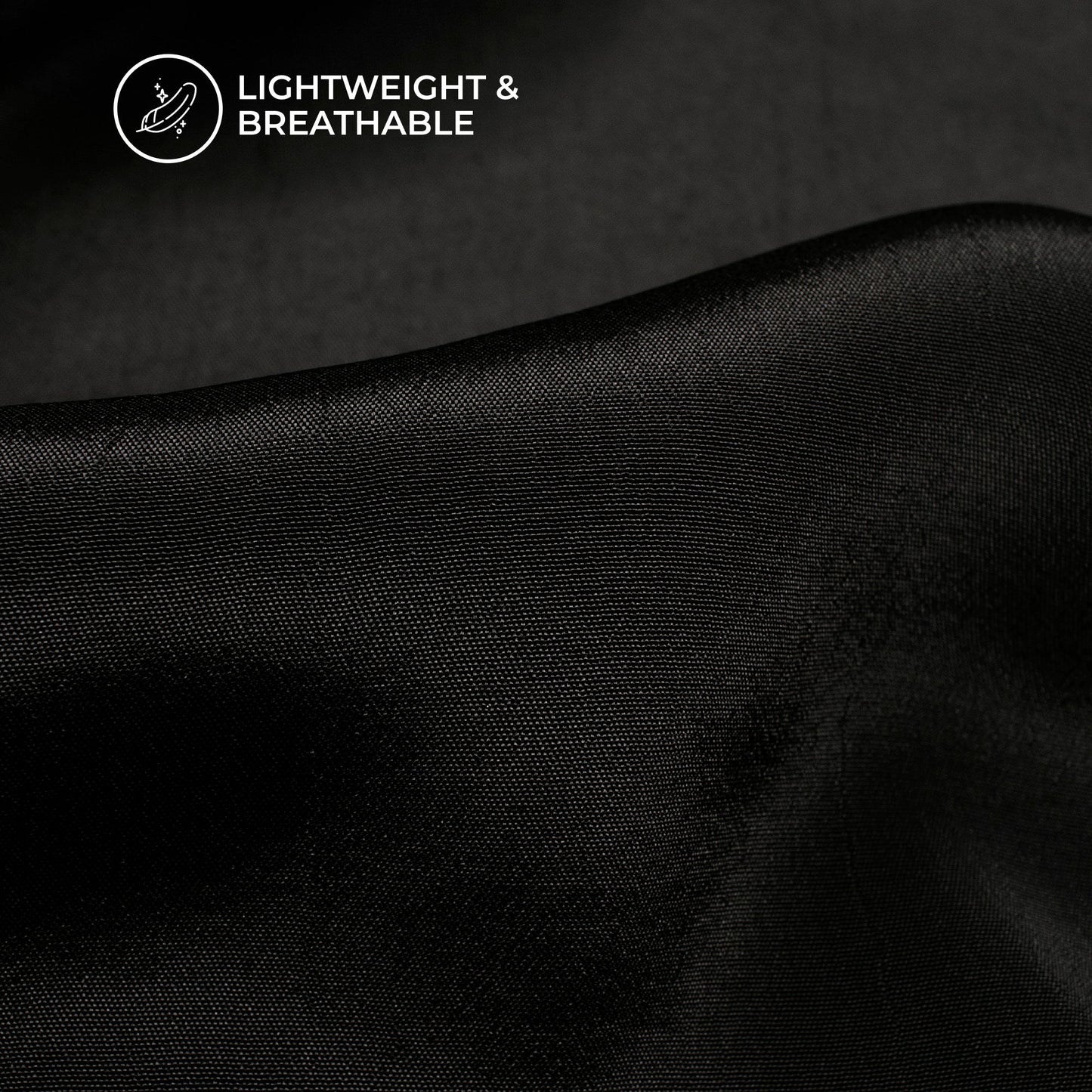 Black Plain Pure Natural Crepe Fabric