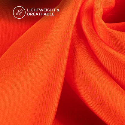 Neon Orange Plain Pure Natural Crepe Fabric