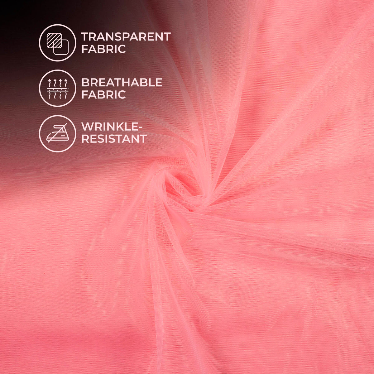 Baby Pink Plain Premium Quality Butterfly Net Fabric