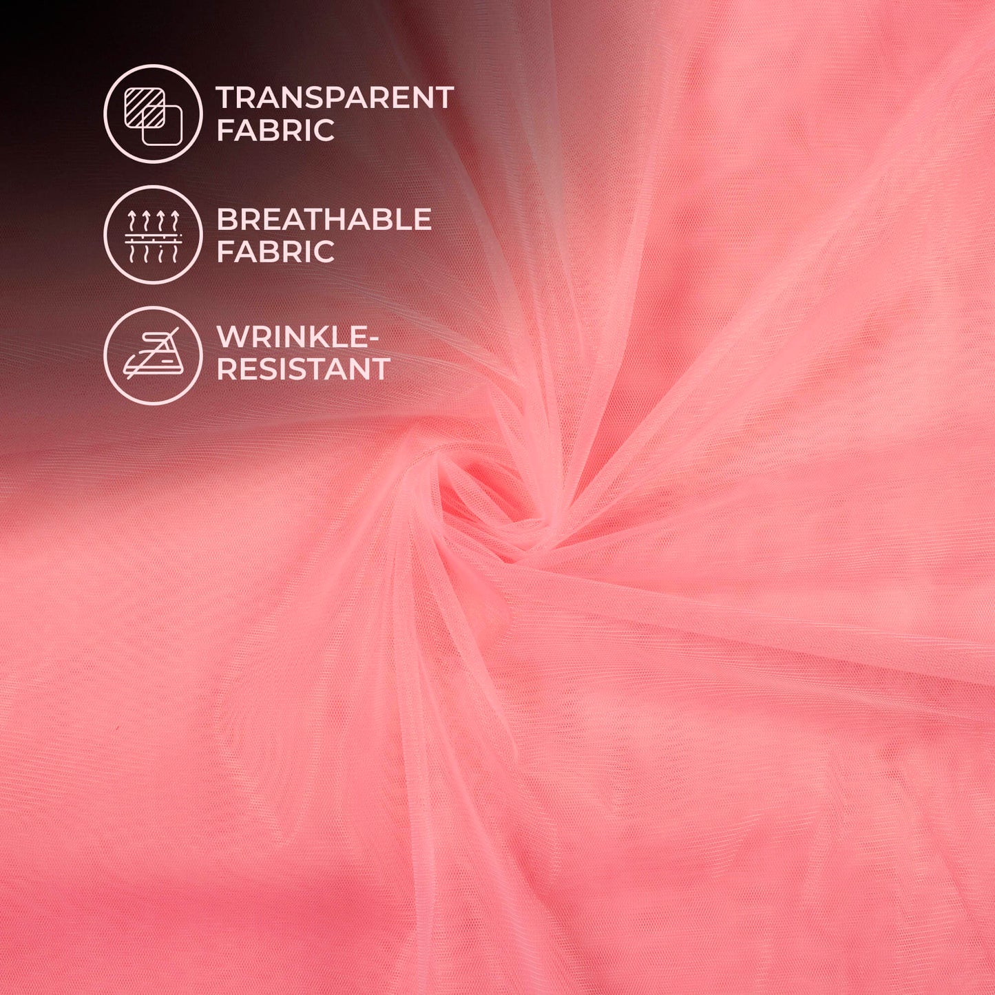 Baby Pink Plain Premium Quality Butterfly Net Fabric