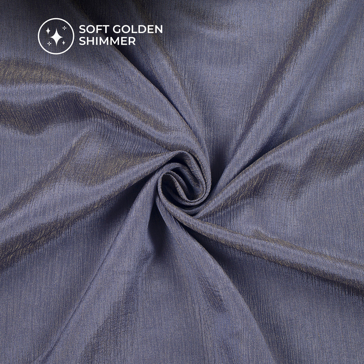 Plain Steel Blue Crushed Pure Organza Shimmer Tissue Fabric