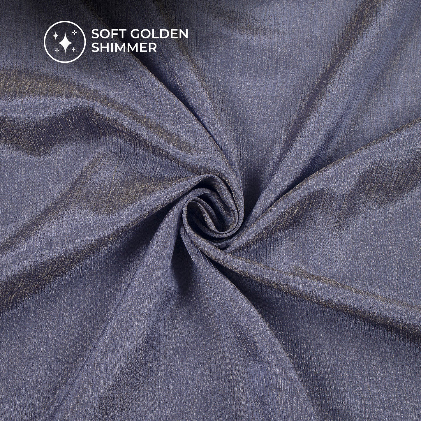 Plain Steel Blue Crushed Pure Organza Shimmer Tissue Fabric