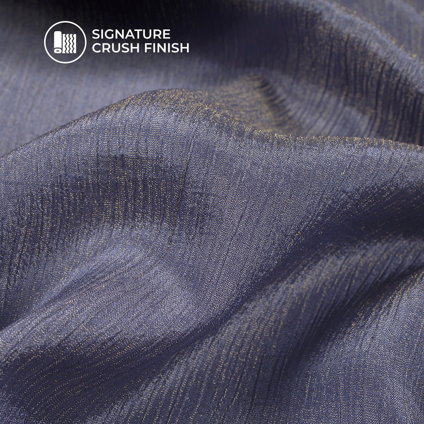 Plain Steel Blue Crushed Pure Organza Shimmer Tissue Fabric