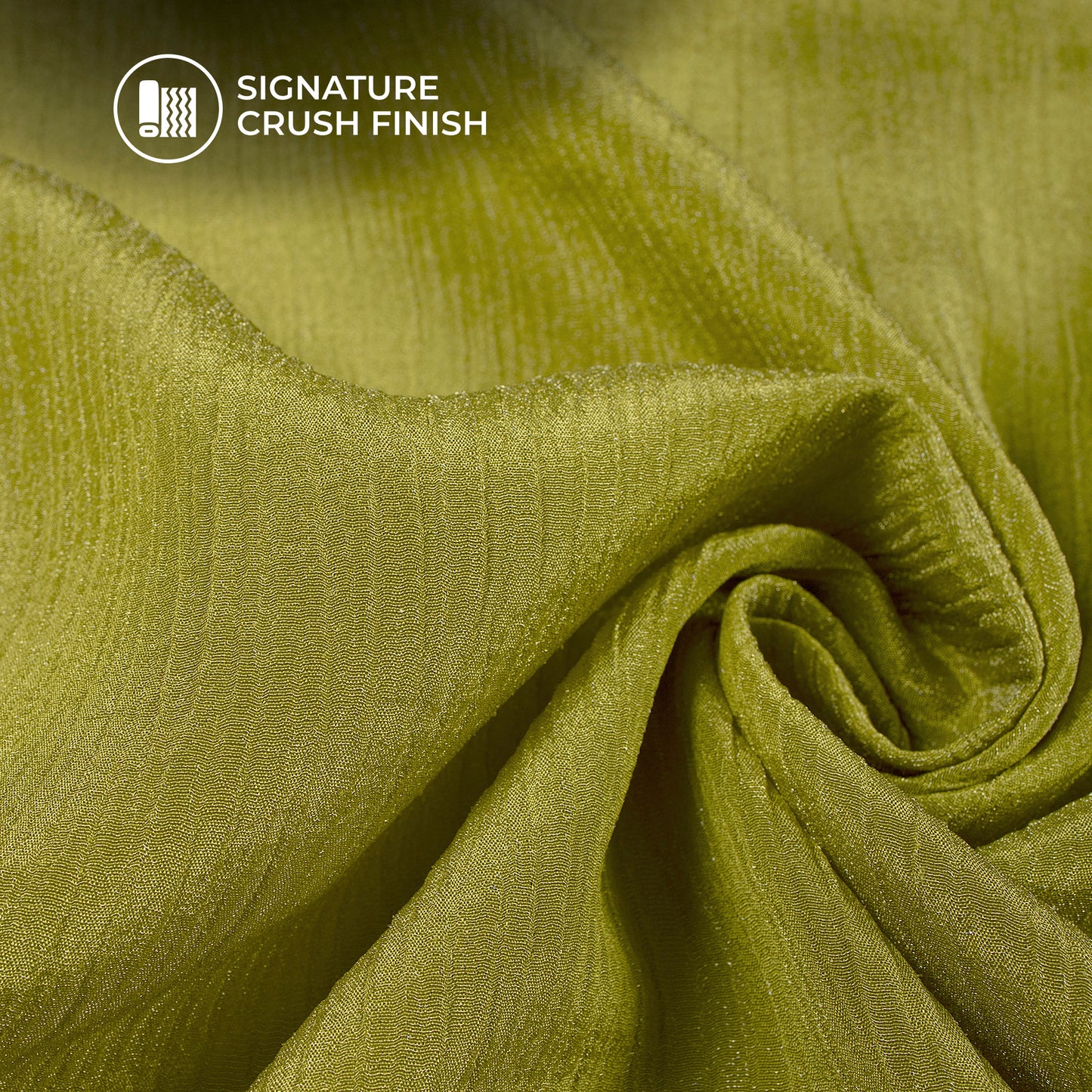 Plain Olive Green Crushed Pure Organza Shimmer Tissue Fabric