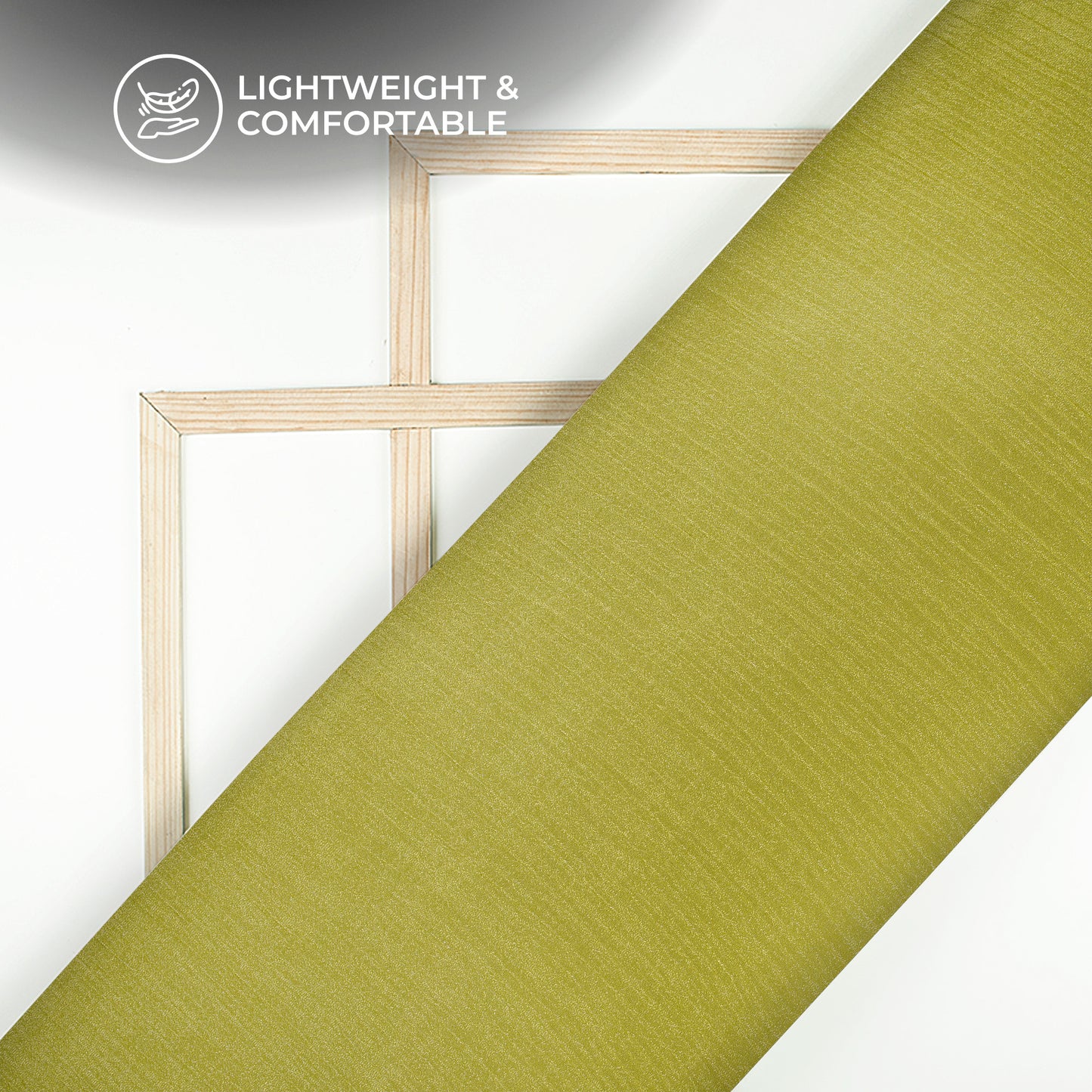 Plain Olive Green Crushed Pure Organza Shimmer Tissue Fabric