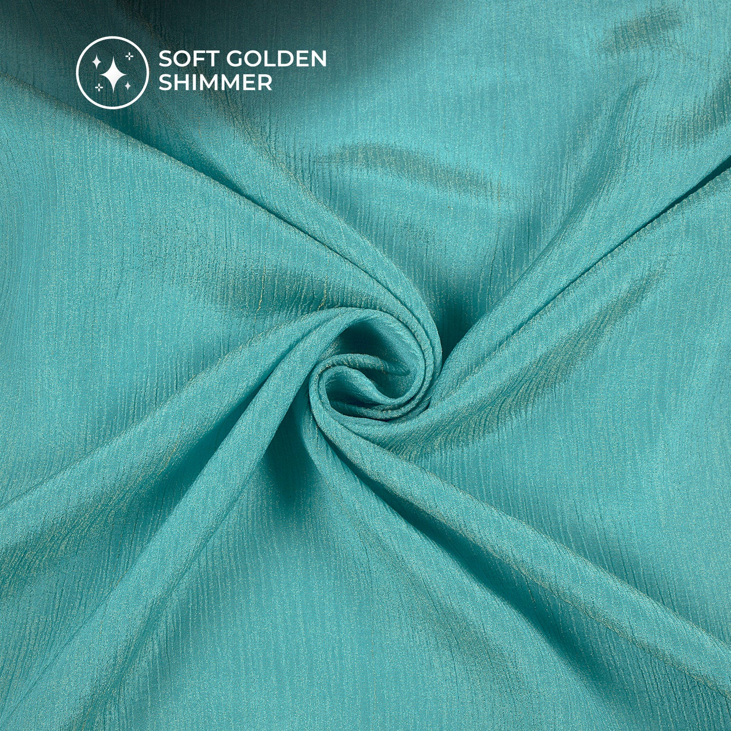 Plain Teal Blue Crushed Pure Organza Shimmer Tissue Fabric