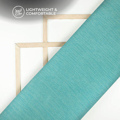 Plain Teal Blue Crushed Pure Organza Shimmer Tissue Fabric