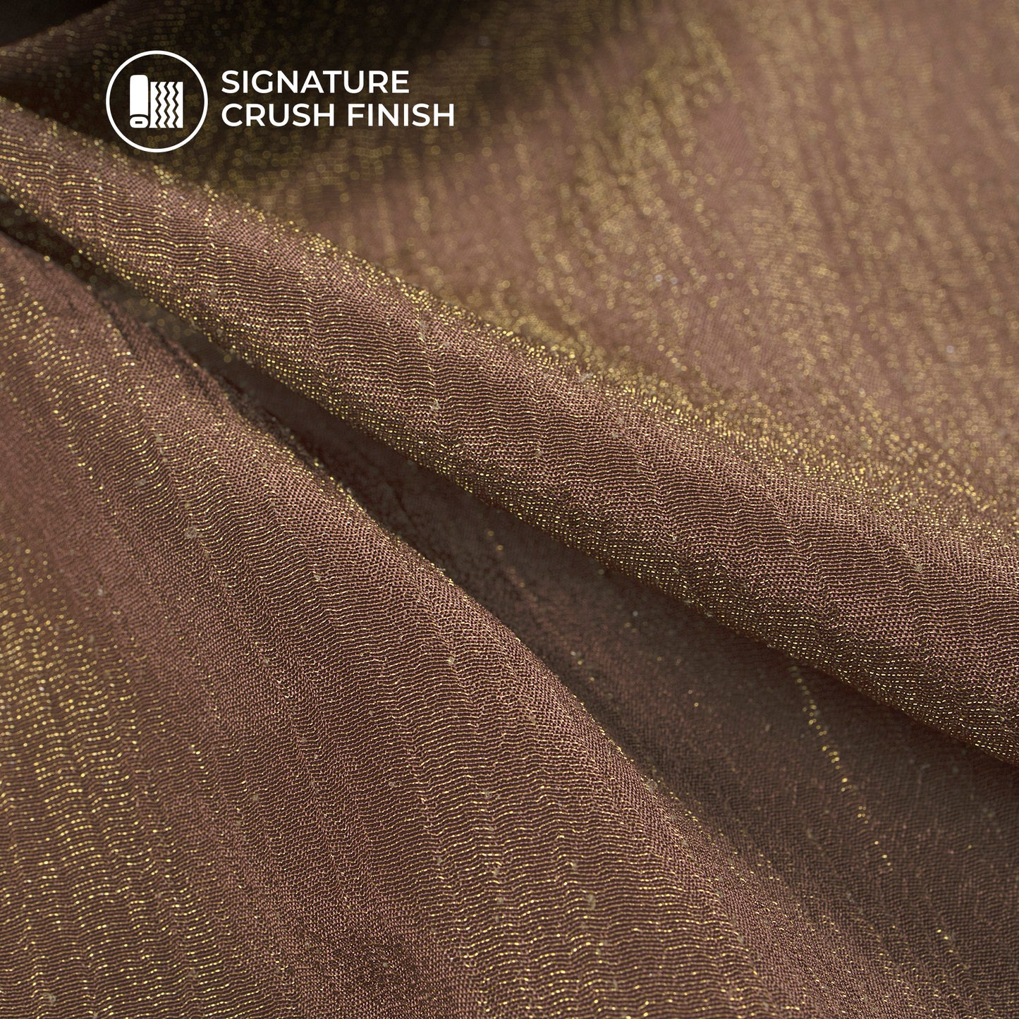 Plain Chocolate Brown Crushed Pure Organza Shimmer Tissue Fabric