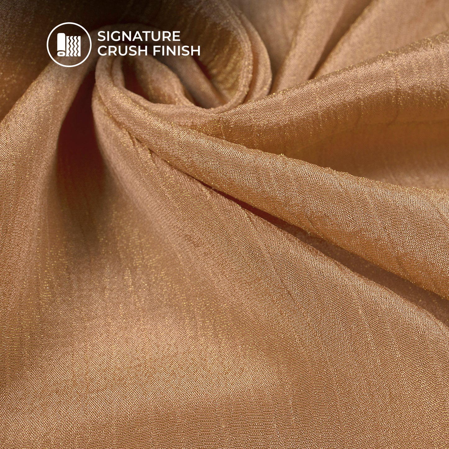 Plain Golden Brown Crushed Pure Organza Shimmer Tissue Fabric