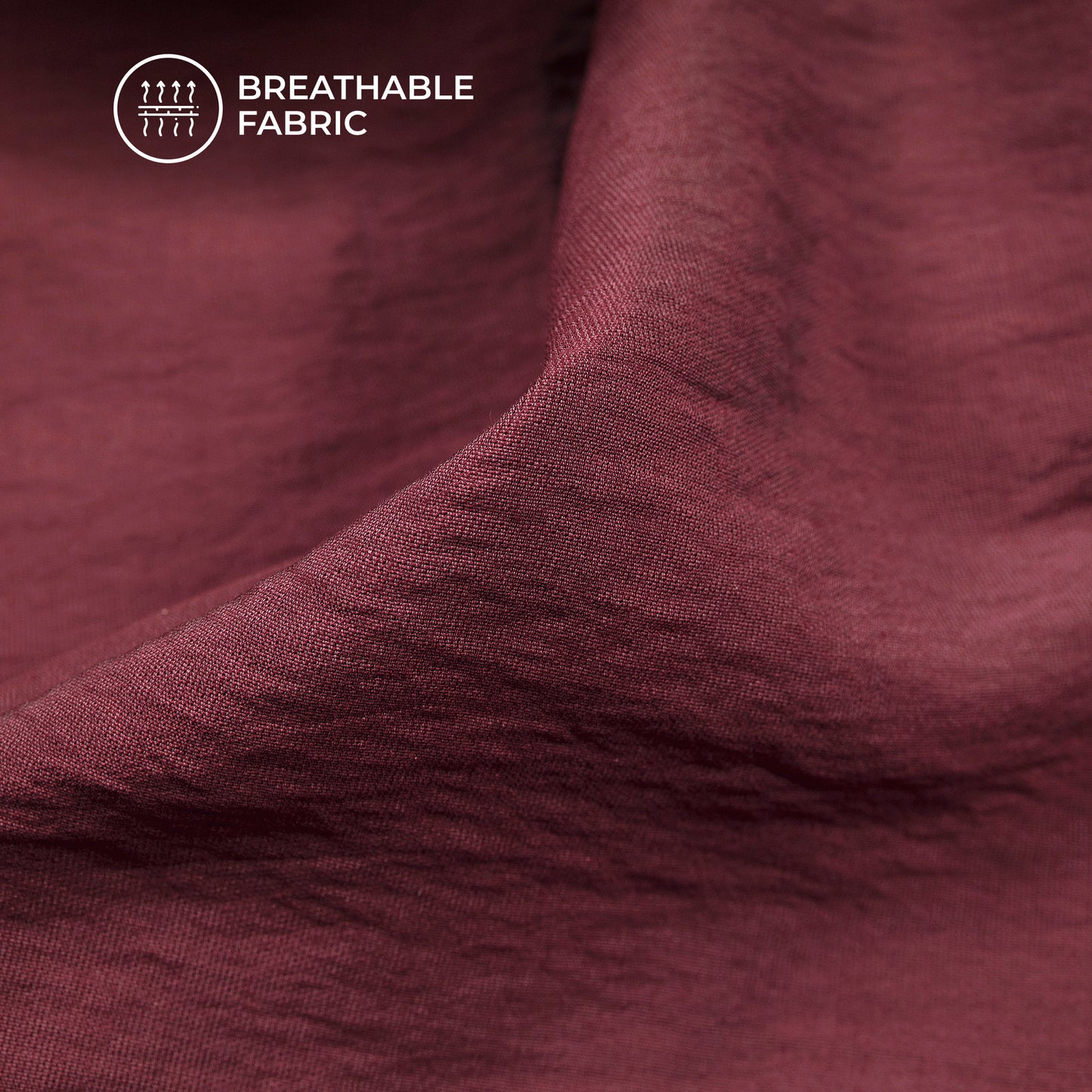 Wine Maroon Plain Crushed Viscose Nylon Fabric (Width 58 Inches)