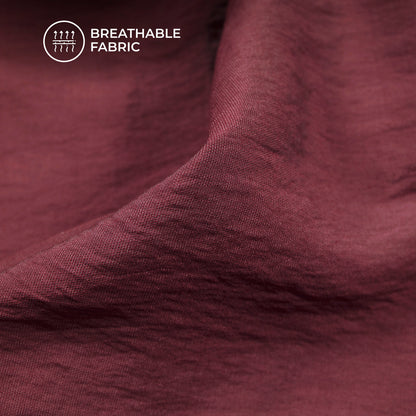 Wine Maroon Plain Crushed Viscose Nylon Fabric (Width 58 Inches)