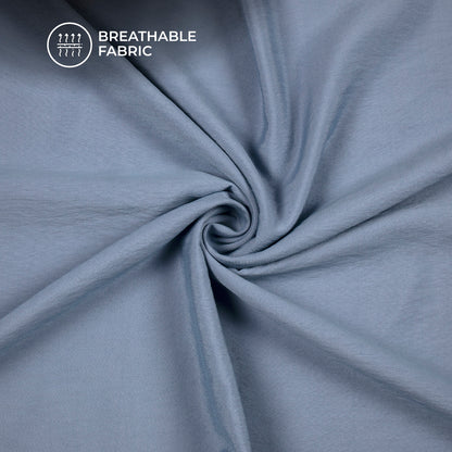Powder Blue Plain Crushed Viscose Nylon Fabric (Width 58 Inches)