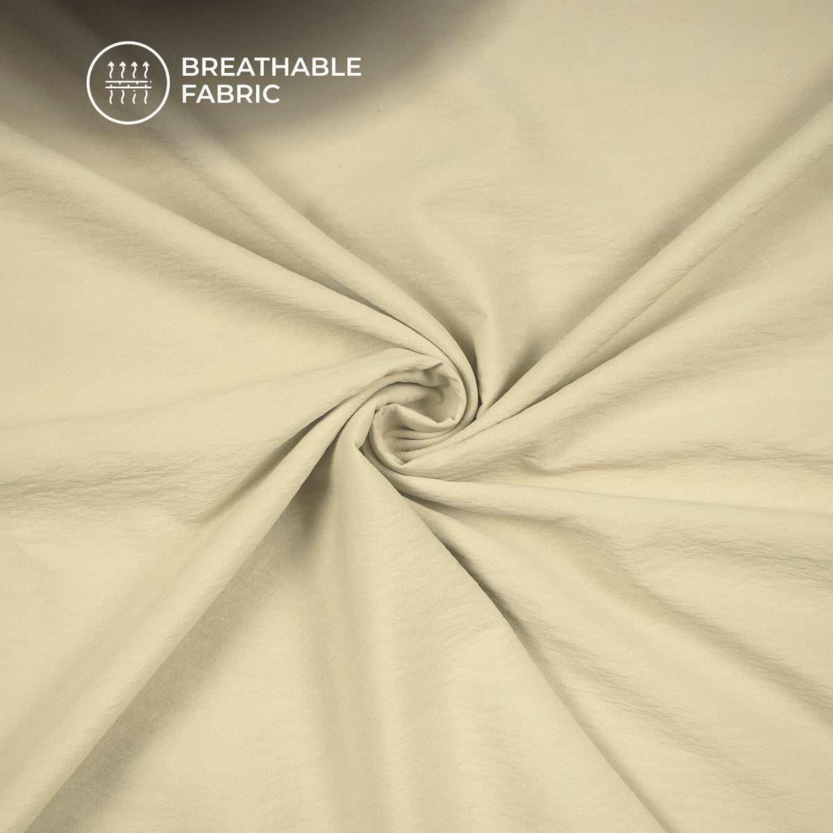 Beige Plain Crushed Viscose Nylon Fabric (Width 58 Inches)