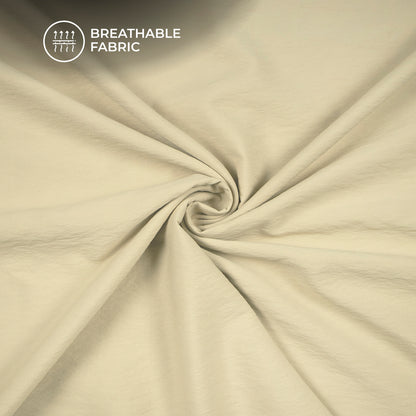Beige Plain Crushed Viscose Nylon Fabric (Width 58 Inches)