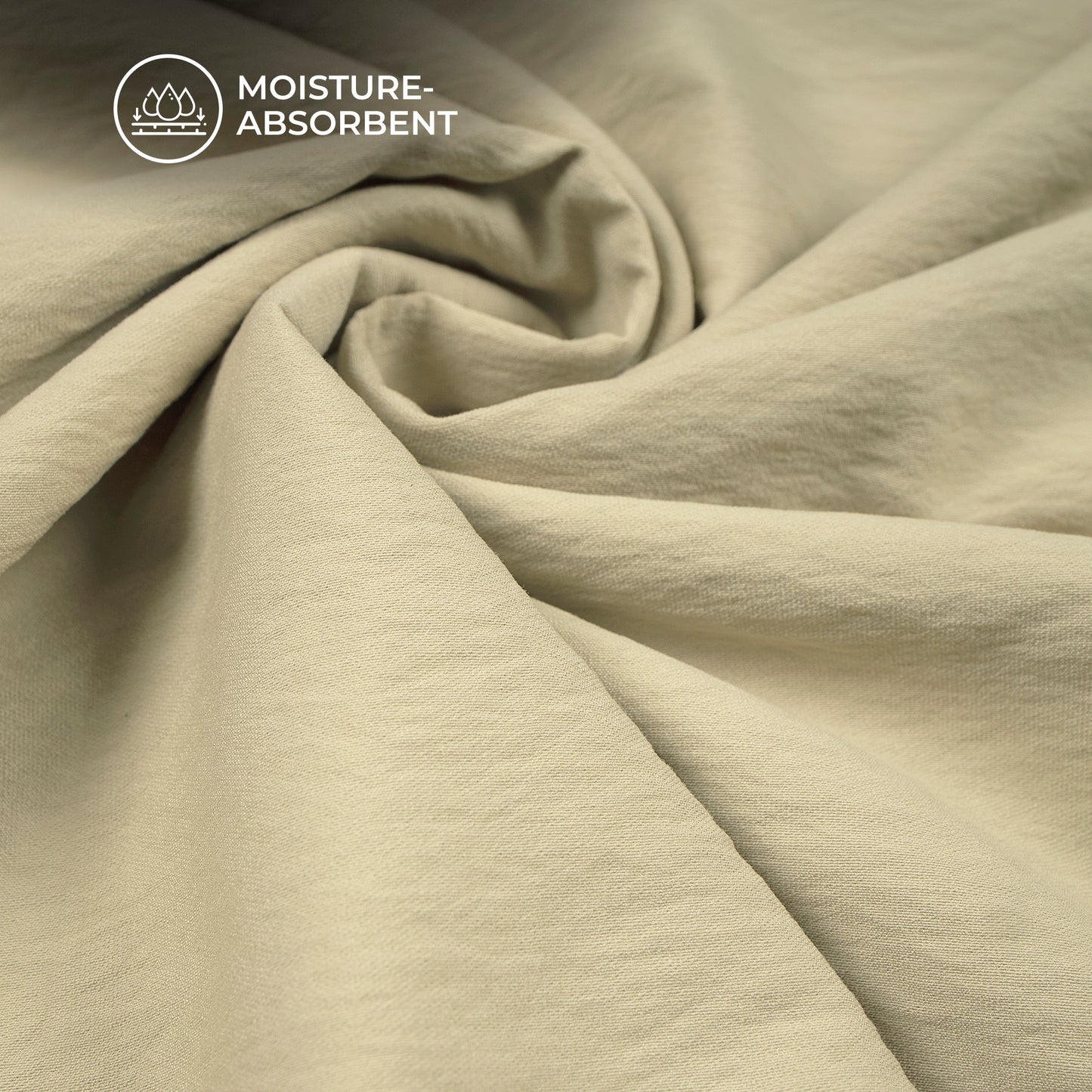 Beige Plain Crushed Viscose Nylon Fabric (Width 58 Inches)