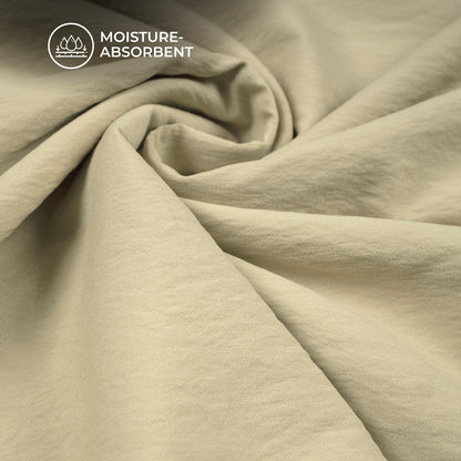 Beige Plain Crushed Viscose Nylon Fabric (Width 58 Inches)