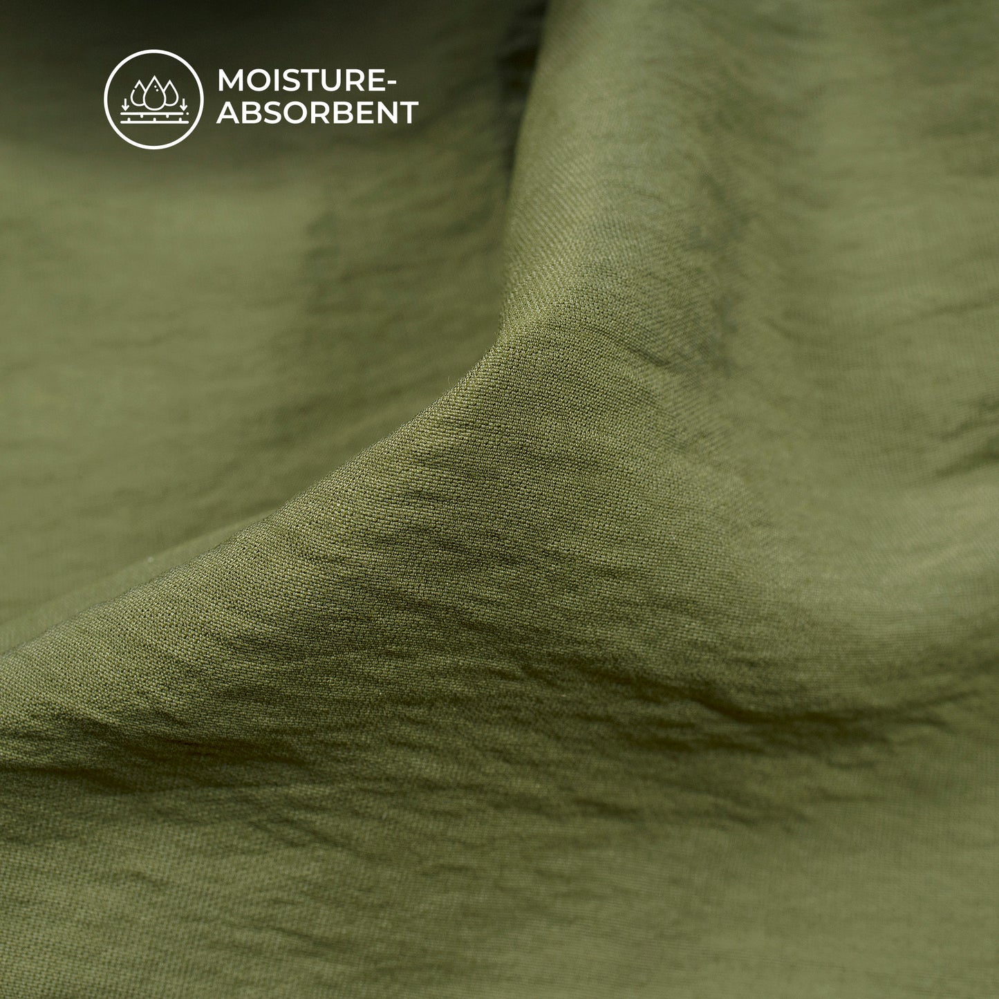 Mehndi Green Plain Crushed Viscose Nylon Fabric (Width 58 Inches)