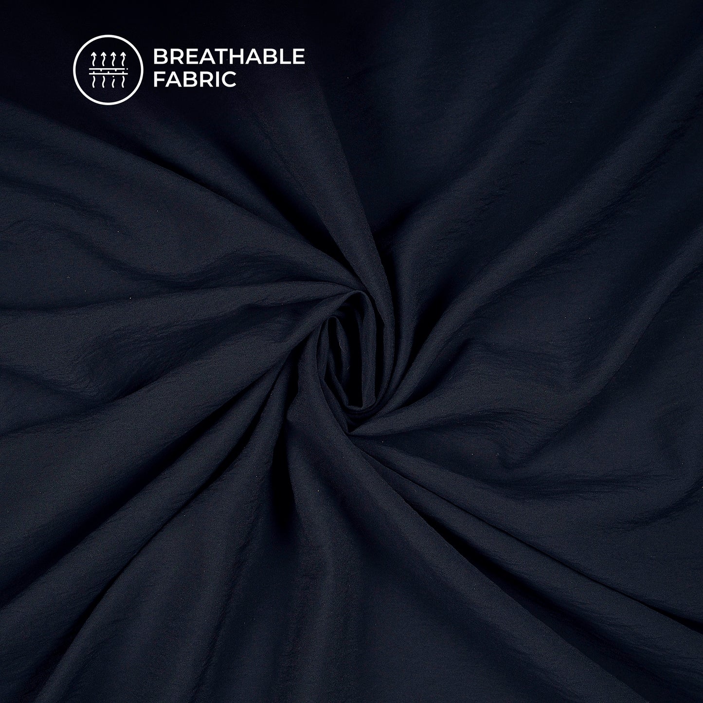 Dark Navy Blue Plain Crushed Viscose Nylon Fabric (Width 58 Inches)