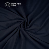 Dark Navy Blue Plain Crushed Viscose Nylon Fabric (Width 58 Inches)
