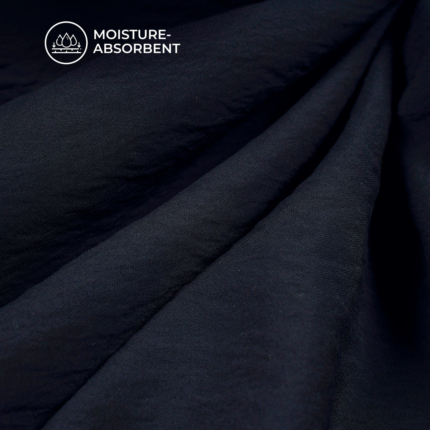 Dark Navy Blue Plain Crushed Viscose Nylon Fabric (Width 58 Inches)