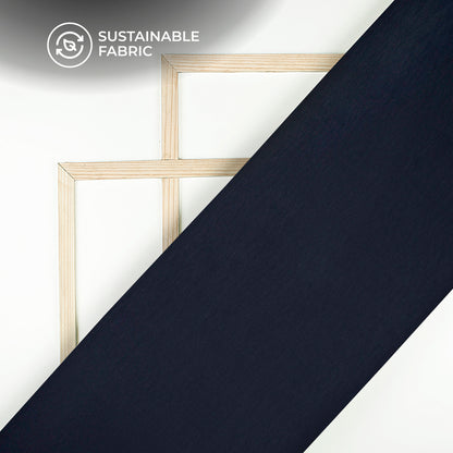 Dark Navy Blue Plain Crushed Viscose Nylon Fabric (Width 58 Inches)