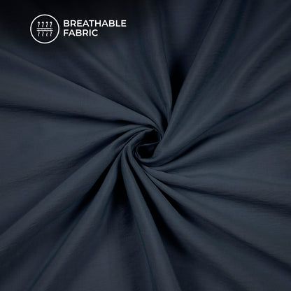 Navy Blue Plain Crushed Viscose Nylon Fabric (Width 58 Inches)