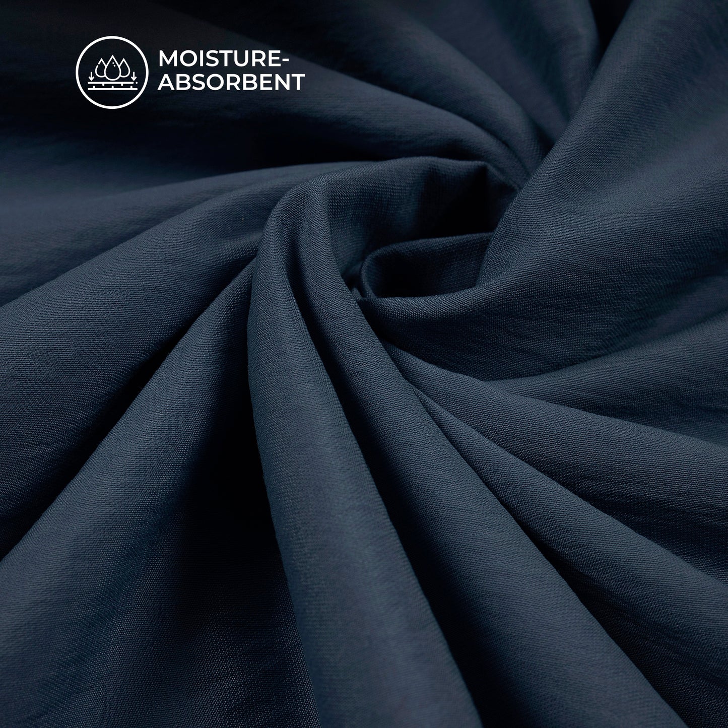 Navy Blue Plain Crushed Viscose Nylon Fabric (Width 58 Inches)