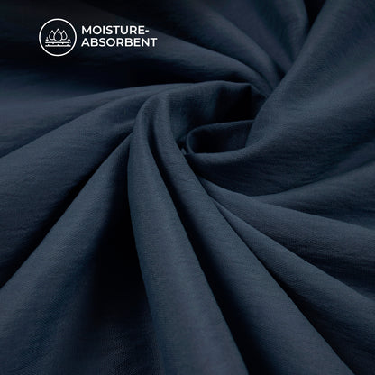 Navy Blue Plain Crushed Viscose Nylon Fabric (Width 58 Inches)