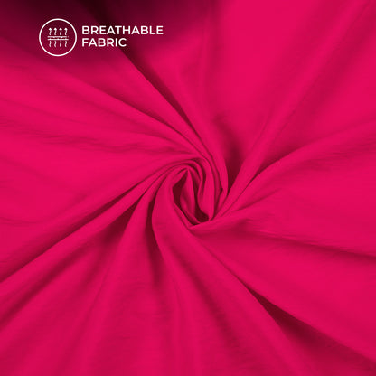 Deep Pink Plain Crushed Viscose Nylon Fabric (Width 58 Inches)