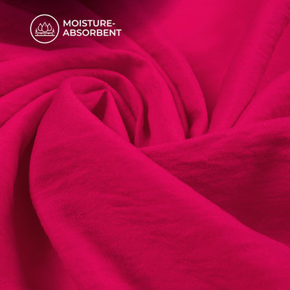 Deep Pink Plain Crushed Viscose Nylon Fabric (Width 58 Inches)