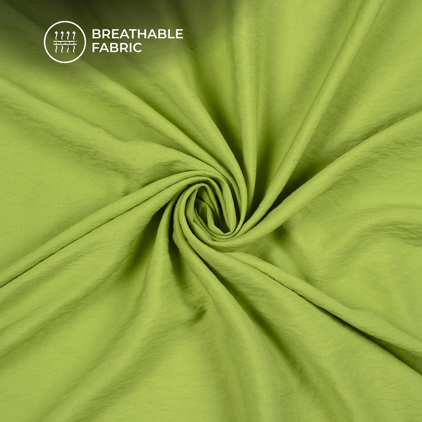 Lime Green Plain Crushed Viscose Nylon Fabric (Width 58 Inches)