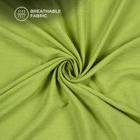 Lime Green Plain Crushed Viscose Nylon Fabric (Width 58 Inches)