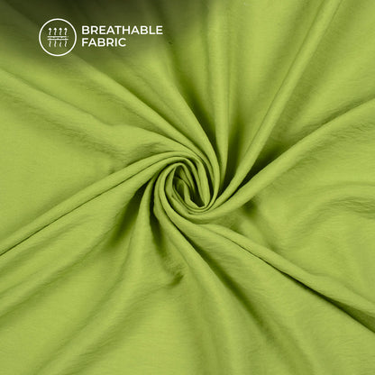 Lime Green Plain Crushed Viscose Nylon Fabric (Width 58 Inches)