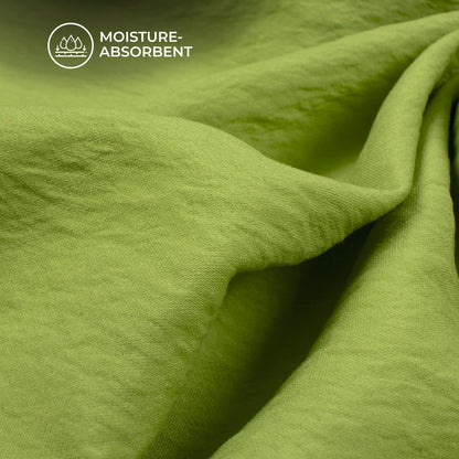 Lime Green Plain Crushed Viscose Nylon Fabric (Width 58 Inches)