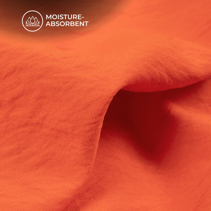 International Orange Plain Crushed Viscose Nylon Fabric (Width 58 Inches)