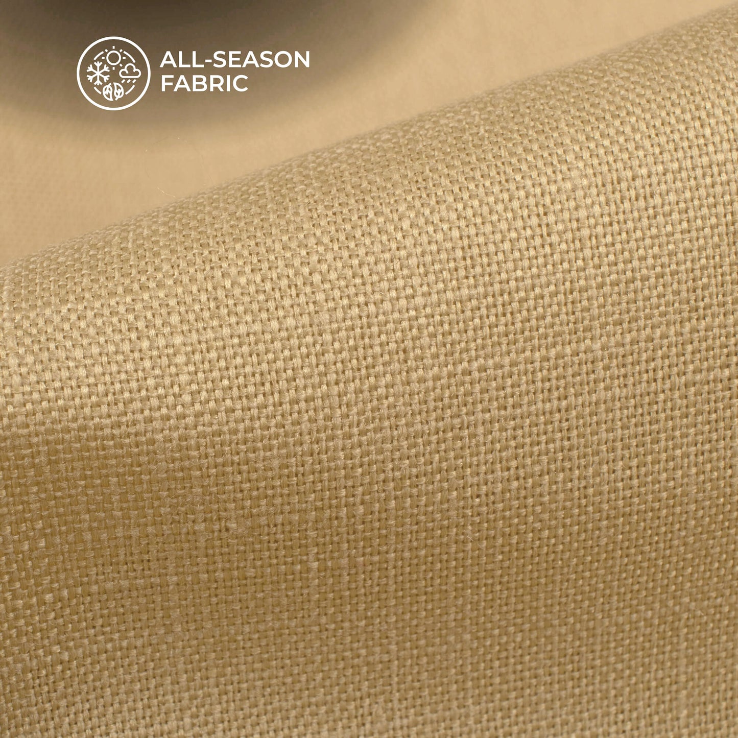 Beige Plain Blend Cotton Slub Fabric