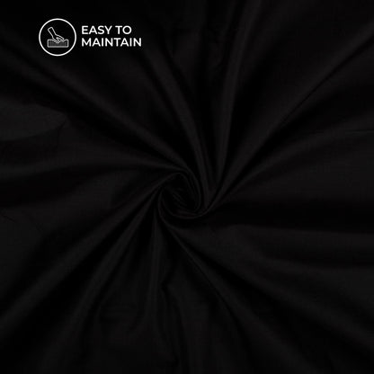 Black Plain Blend Cotton Slub Fabric