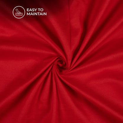 Cherry Red Plain Blend Cotton Slub Fabric